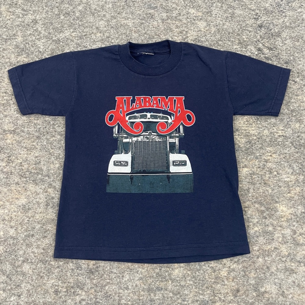 VTG Alabama Band Semi Truck Graphic Double Sided T-Shirt Navy Youth Small 6-8